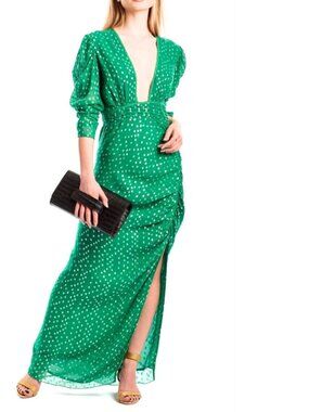 ROCOCO SAND Elna Dress. Size XS. Green Silver Metallic Cocktail Dress. Luxe